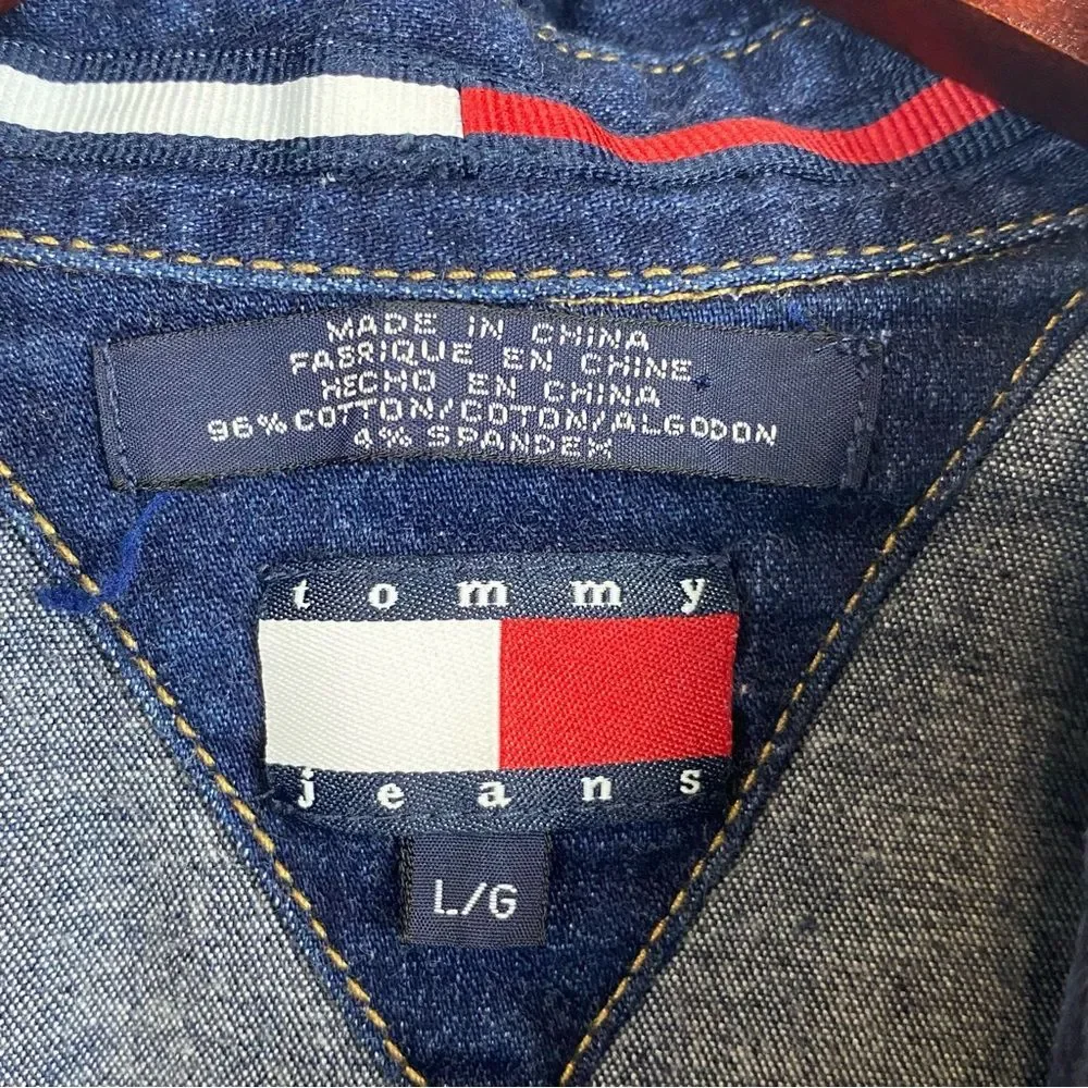 Tommy Hilfiger Navy Denim Shirt Dress with Signature Stripe - Picture 4 of 5